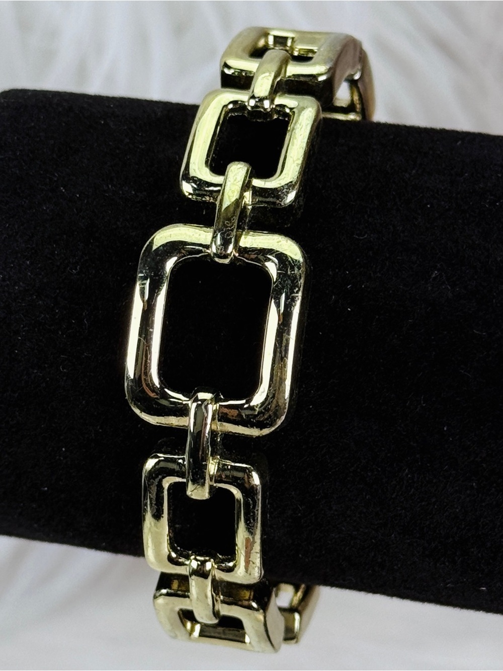 Vintage aged light goldtone, hinged link bracelet